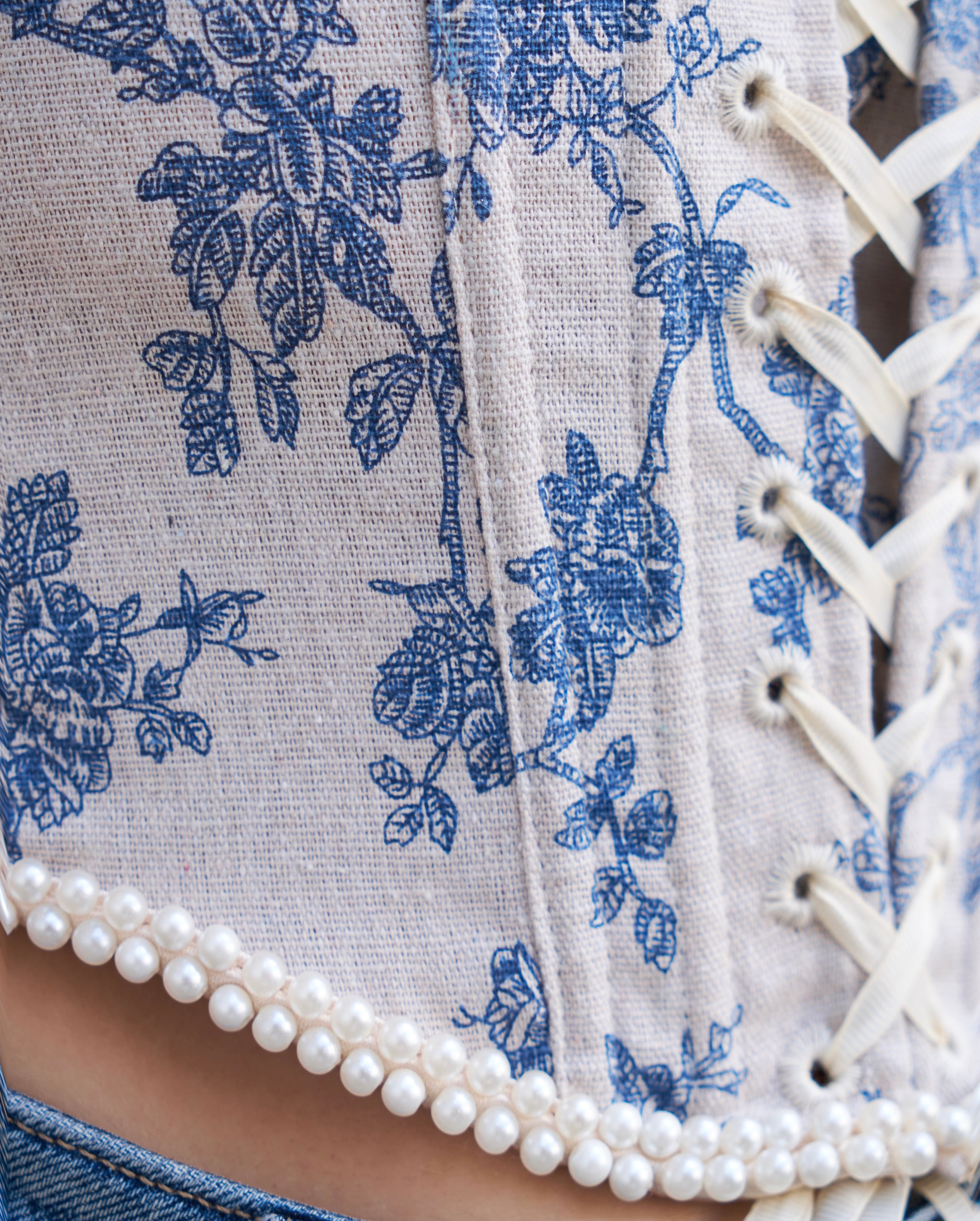 Toile de Pearl Corsage 
Handcrafted Pearl Trim